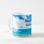 シースケープスムーズなセーリングカップルパーソナライズされた コーヒーマグカップ (正面左)