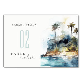 シースケープパームツリーアイランドウォーター結婚カラー テーブルナンバー