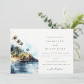 シースケープパームツリーアイランドウォーター結婚カラー 招待状 (スタンド正面)