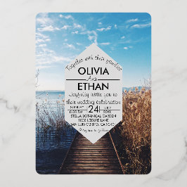 シースケープビーチお祝い結婚ズフォイル招待状 箔招待状