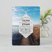 シースケープビーチお祝い結婚ズフォイル招待状 箔招待状 (立ち正面)