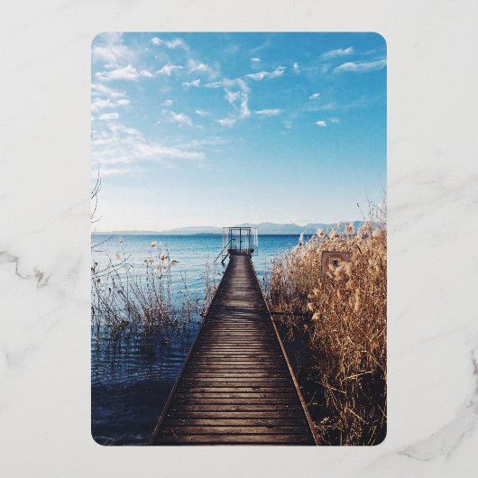 シースケープビーチお祝い結婚ズフォイル招待状 箔招待状 (裏面)