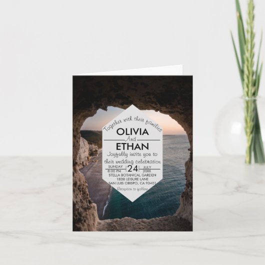 シースケープビーチお祝い結婚式招待状 招待状 (正面)