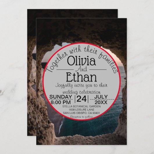 シースケープビーチお祝い結婚式招待状 招待状 (正面/裏面)