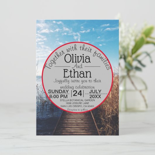 シースケープビーチお祝い結婚式招待状 招待状 (スタンド正面)