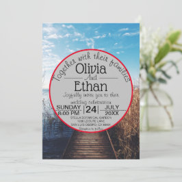 シースケープビーチお祝い結婚式招待状 招待状