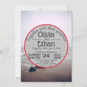 シースケープビーチショアネイビーサマー結婚ズ 招待状 (正面)