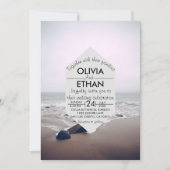 シースケープビーチショア海軍結婚式招待状 招待状 (正面)