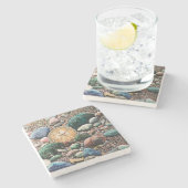 シースケープビーチシーン ストーンコースター (横)