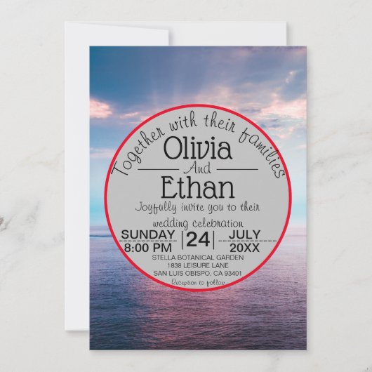 シースケープビーチブルースカイ結婚式招待状 招待状 (正面)