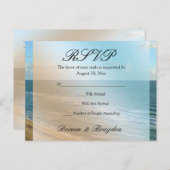シースケープビーチ結婚式ブルー海 インビテーションポストカード (正面/裏面)