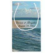 シースケープビーチ結婚式ブルー海 スモールペーパーバッグ (裏面)
