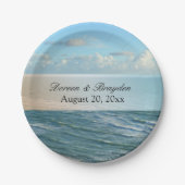 シースケープビーチ結婚式ブルー海 ペーパープレート (正面)