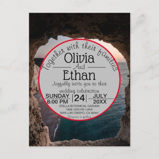 シースケープビーチ結婚式招待状葉書 インビテーションポストカード (正面)