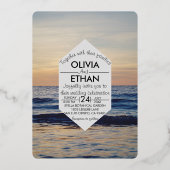 シースケープビーチ結婚沿岸ホイル招待状 箔招待状 (正面)