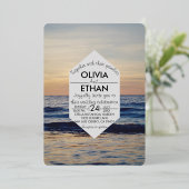 シースケープビーチ結婚沿岸ホイル招待状 箔招待状 (立ち正面)