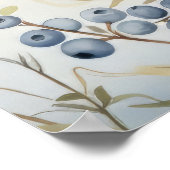 シースケープブルーベリーフルーツプラントウォーターカラープリント ポスター (角)