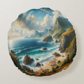 シースケープペインションシービーチウィズクリフ ラウンドクッション (裏面)