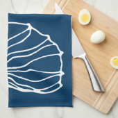 シースタイリッシュシェル – ティール（緑がかった色）ブルーコーストテーマ キッチンタオル (四つ折り)