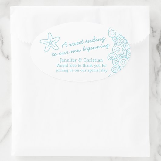 シースターはアクアホワイト結婚のキャンディのシールを旋回 楕円形シール (バッグ)