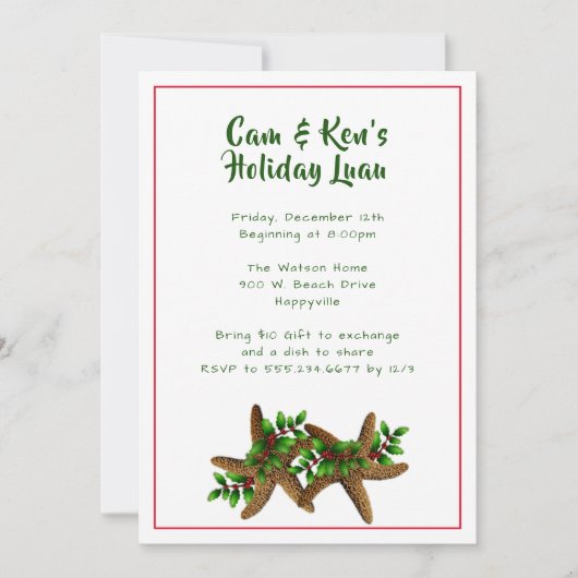 シースターズビーチホリデーパーティー招待状 招待状 (正面)