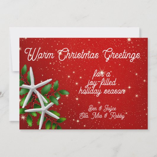 シースターズレッド暖かいクリスマスグリーティング シーズンカード (正面)