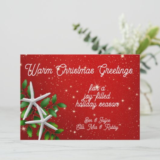 シースターズレッド暖かいクリスマスグリーティング シーズンカード (スタンド正面)