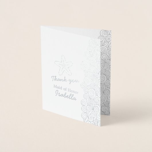 シースターフィッシュビーチ結婚式メタ感謝していリック 箔カード (正面)