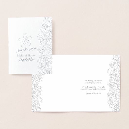 シースターフィッシュビーチ結婚式メタ感謝していリック 箔カード (ディスプレー)