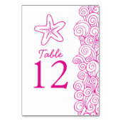 シースター波ピンクのビーチ結婚式表の番号 テーブルナンバー (正面)