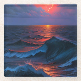 シーストームと稲妻コースター ガラスコースター