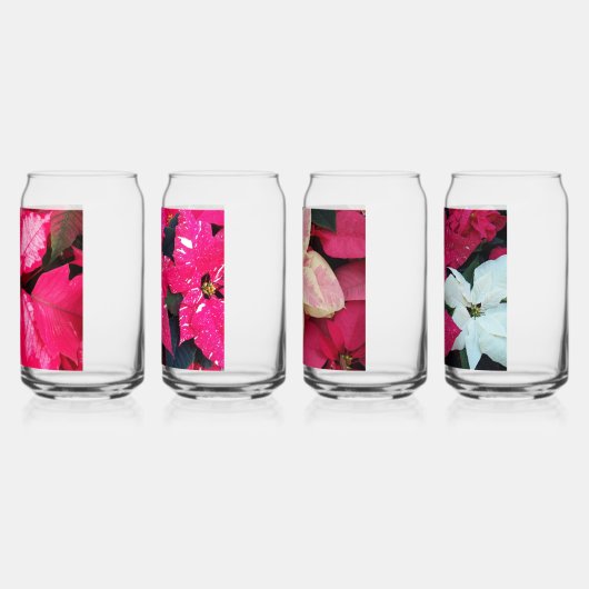 シースナカラフルーホリデーポインセティアス ガラス缶 (左)