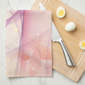 シースピンクバタフライベール キッチンタオル (四つ折り)