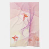 シースピンクバタフライベール キッチンタオル (縦)