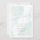 シースプラッシュウォーター淡い色のカラーターコイズブ結婚ルー 招待状 (正面)