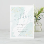 シースプラッシュウォーター淡い色のカラーターコイズブ結婚ルー 招待状 (スタンド正面)