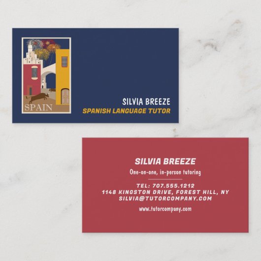 シースペインのン、言語スペインの教師、先生 名刺 (正面/裏面)