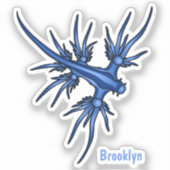 シースラグブルードラゴンイラストレーション シール (正面)