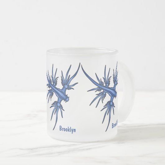 シースラグブルードラゴンイラストレーション フロストグラスマグカップ (正面右)