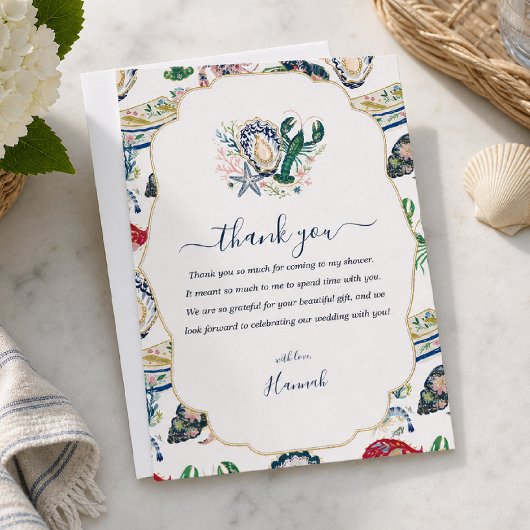 シースルー・ソワレ 海岸のブライダルシャワーの御礼 サンキューカード