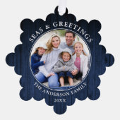 シーズアンドグリーティングいかりブルーウッドプリント オーナメントカード (正面)