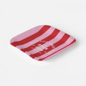 シーズアンドグリーティングザビーチクラブピンクレッドストライプ ペーパープレート (傾斜あり)
