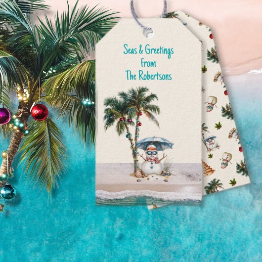 シーズアンドグリーティングスサンド雪だるまクリスマス ギフトタグ