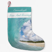 シーズアンドグリーティングハワイアンバレル波 スモールクリスマスストッキング (正面)