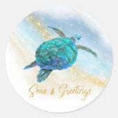 シーズアンドグリーティングビーチウミガメ沿岸 ラウンドシール (正面)