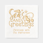 シーズアンドグリーティングビーチサマークリスマスカスタム 箔ナプキン (正面)