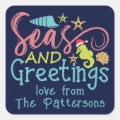 シーズアンドグリーティングビーチ夏のクリスマス スクエアシール (正面)