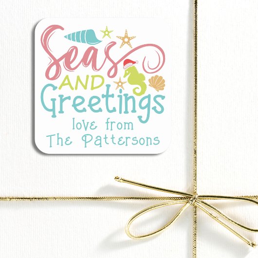 シーズアンドグリーティングビーチ夏のクリスマス スクエアシール