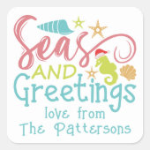 シーズアンドグリーティングビーチ夏のクリスマス スクエアシール (正面)