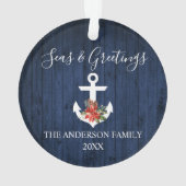 シーズアンドグリーティングブルーウッドポインセチアいかり オーナメント (裏面)